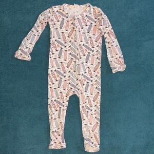 Bamboo One-Piece Valentines Day Pajama with Skateboard Print